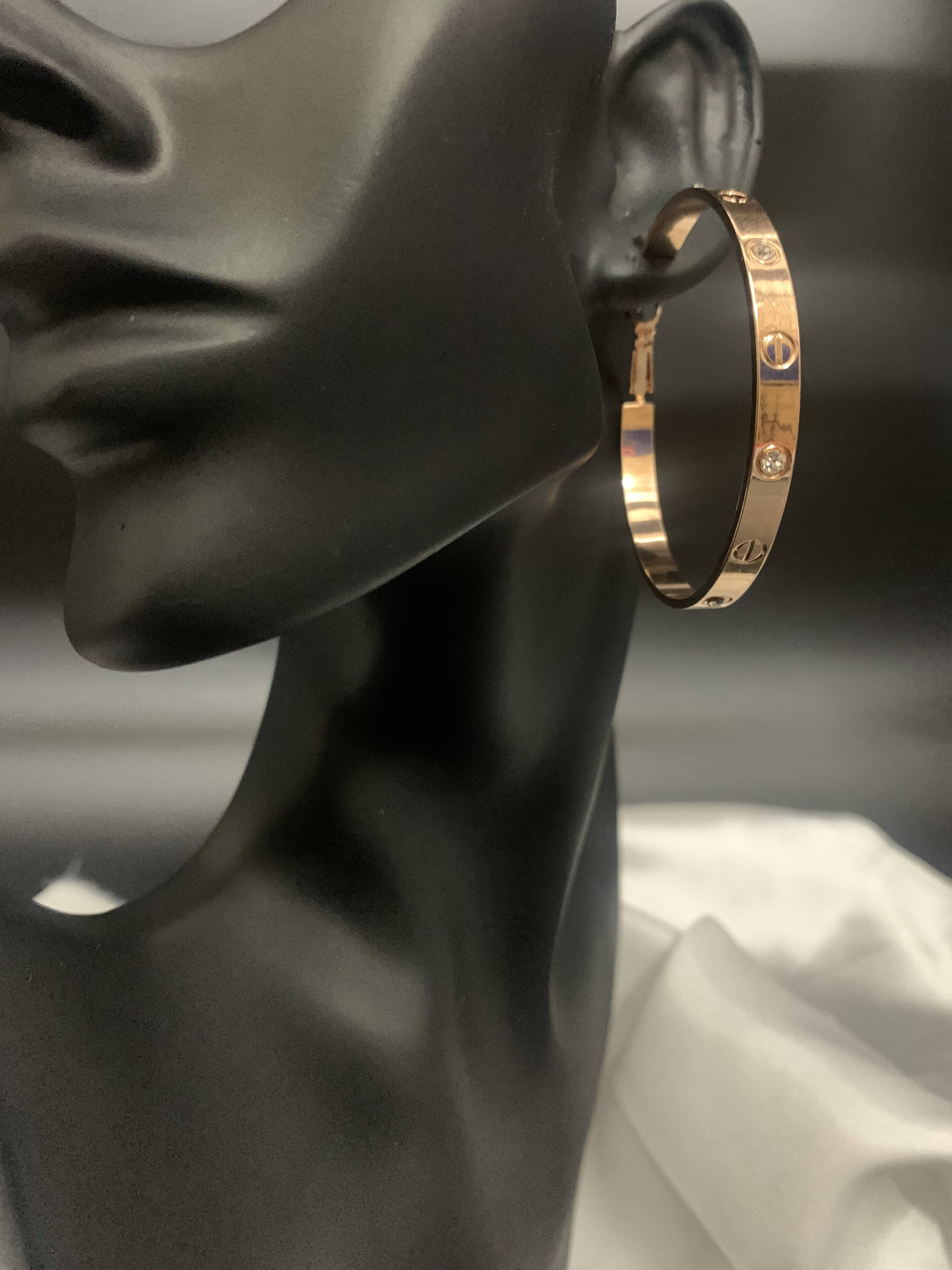 Trendy Rose Gold Diamond Studded Earrings