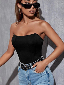 Solid High Low Strapless Top