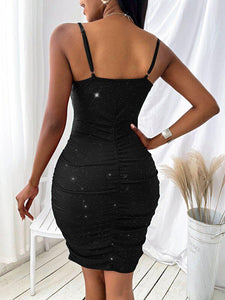 Criss Cross Ruched Bodycon Dress freeshipping - Kendiee