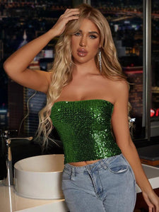 Solid Sequin Tube Top