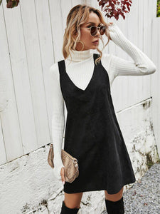 Solid Pinafore Dress Without Sweater freeshipping - Kendiee