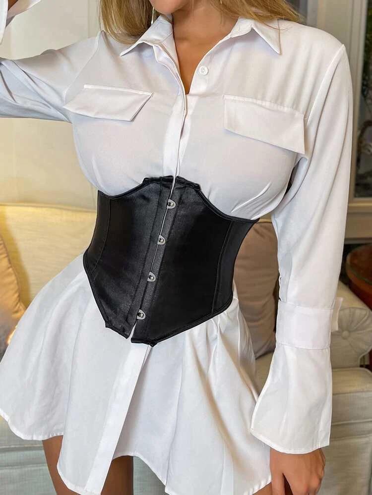 Lace Up Back Satin Corset freeshipping - Kendiee