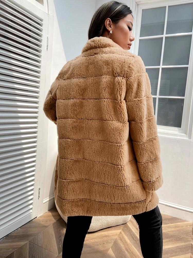 Open Front Fuzzy Coat