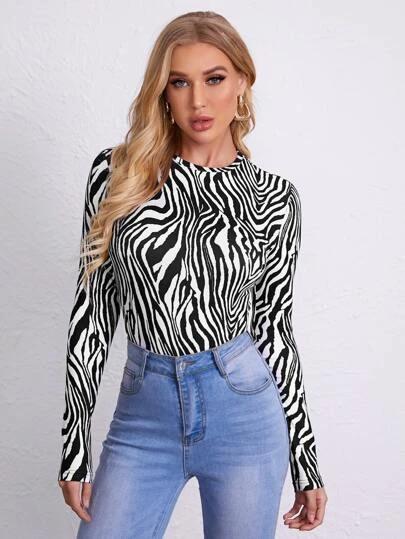 Zebra Striped Fitted Tee