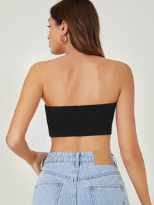 Solid Form Fitted Crop Tube Top freeshipping - Kendiee