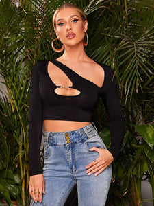 Ring Cut Out Crop Top freeshipping - Kendiee