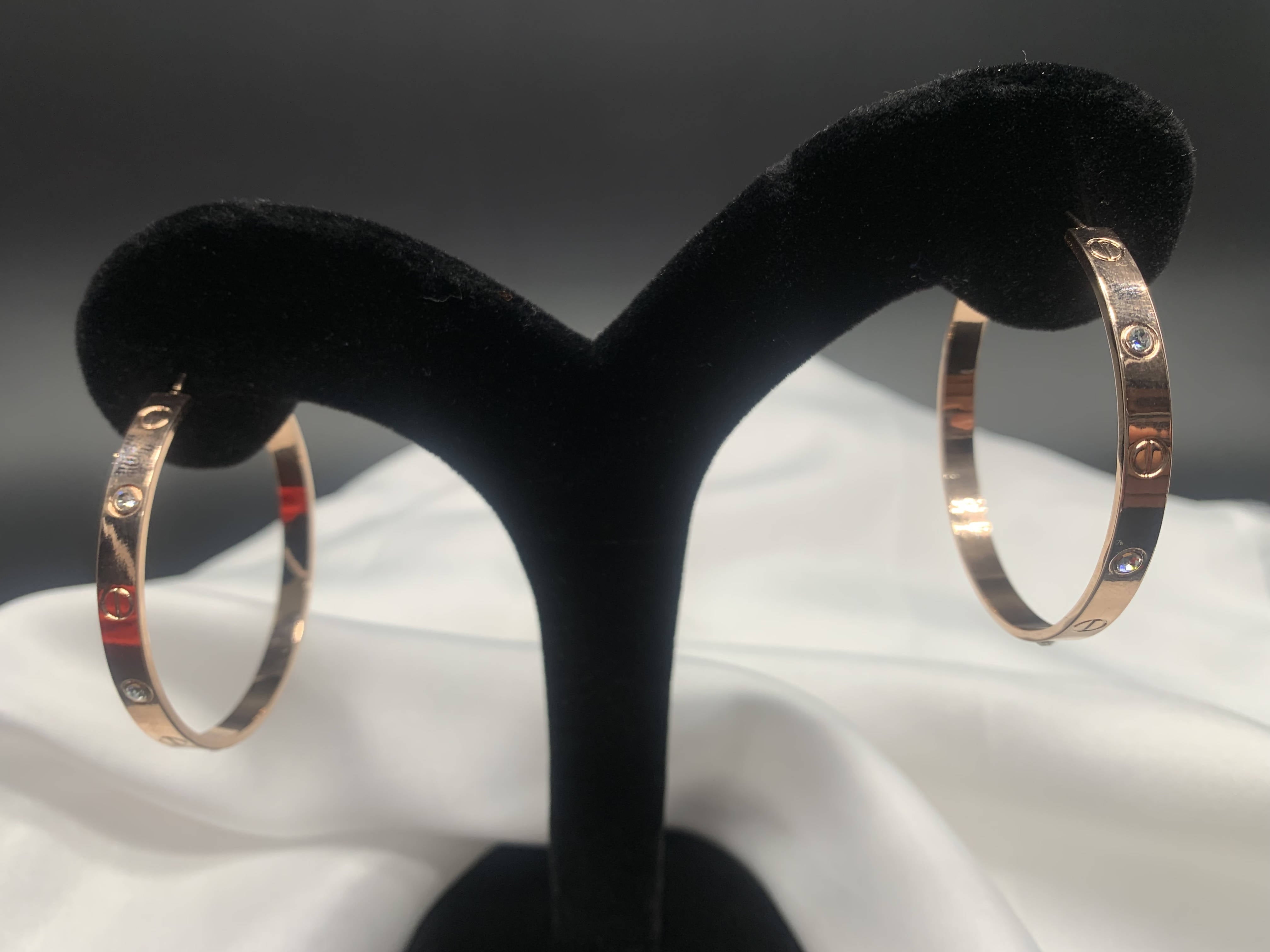 Trendy Rose Gold Diamond Studded Earrings